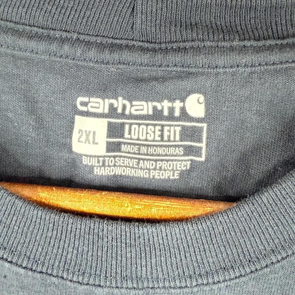 Carhartt Shirt Mens 2XL Loose Fit Blue Short Sleeve Pocket Tee Outdoors Work - Picture 3 of 9